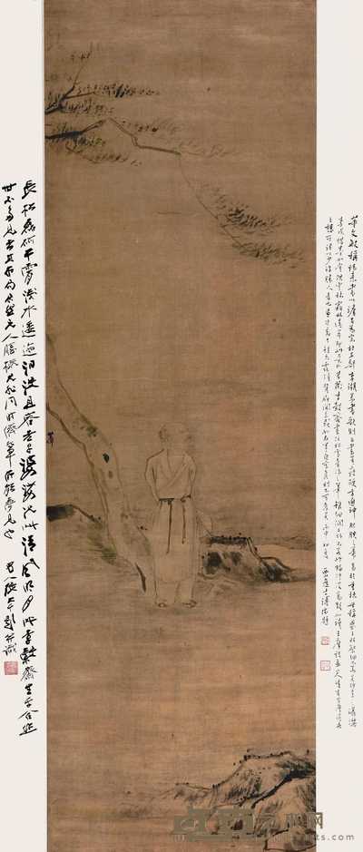 李世倬 松下高士图 立轴 133×42cm